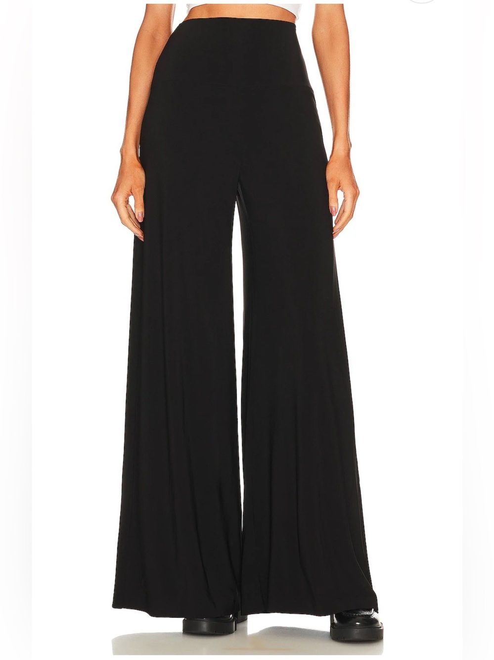 Norma Kamali Elephant Pant Black Size L Wide Leg Palazzo High Waist NWT